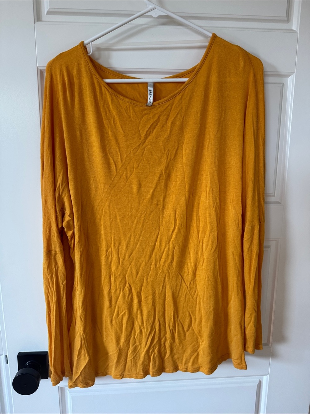 Women's Mustard Long Sleeve Scoop Neck Top